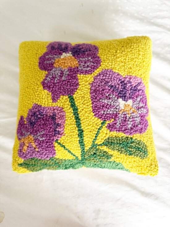 Peking Handicraft Other - Peking Handicraft Pansies Hook Wool Small Accent Pillow